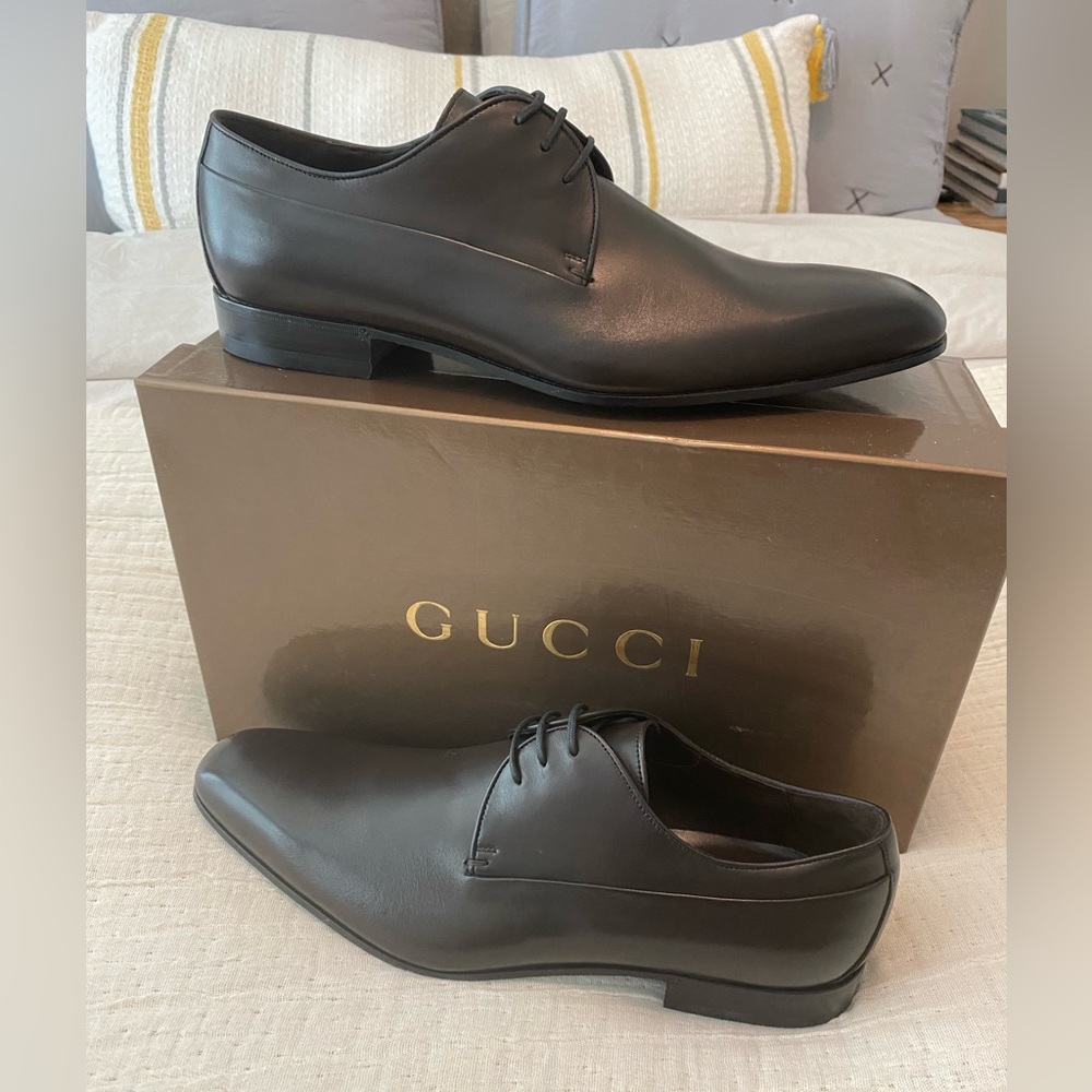 Men’s Authentic Gucci Dark Brown Leather Lace-Up Shoe